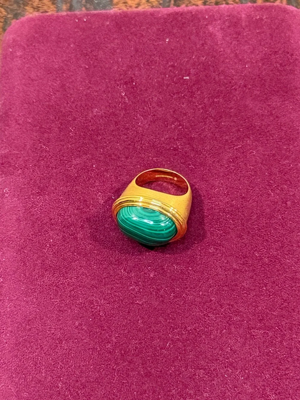 Dean Davidson 22K Gold Plate, Malachite Forme Gemstone Statement Ring